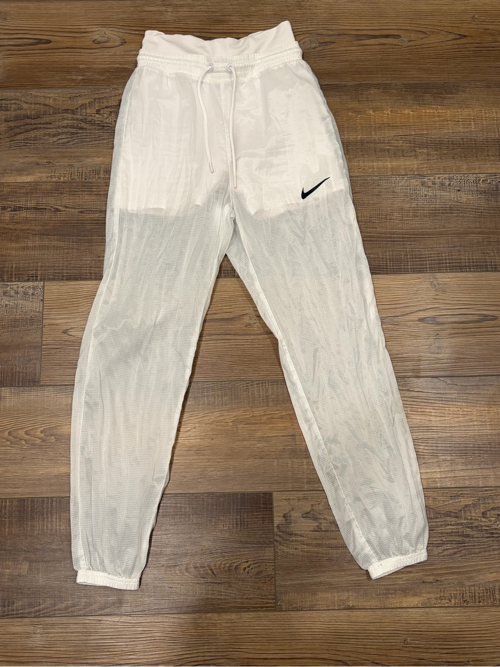 Nike Pants Womens Large White Woven Ripstop Joggers Built-In Shorts EUC Sz XS